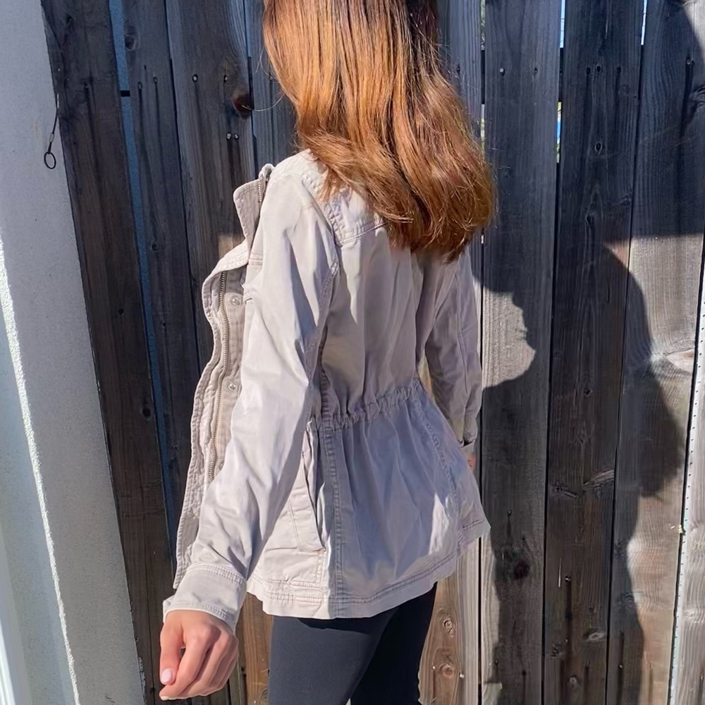 Free people light brown canvas utility jacket